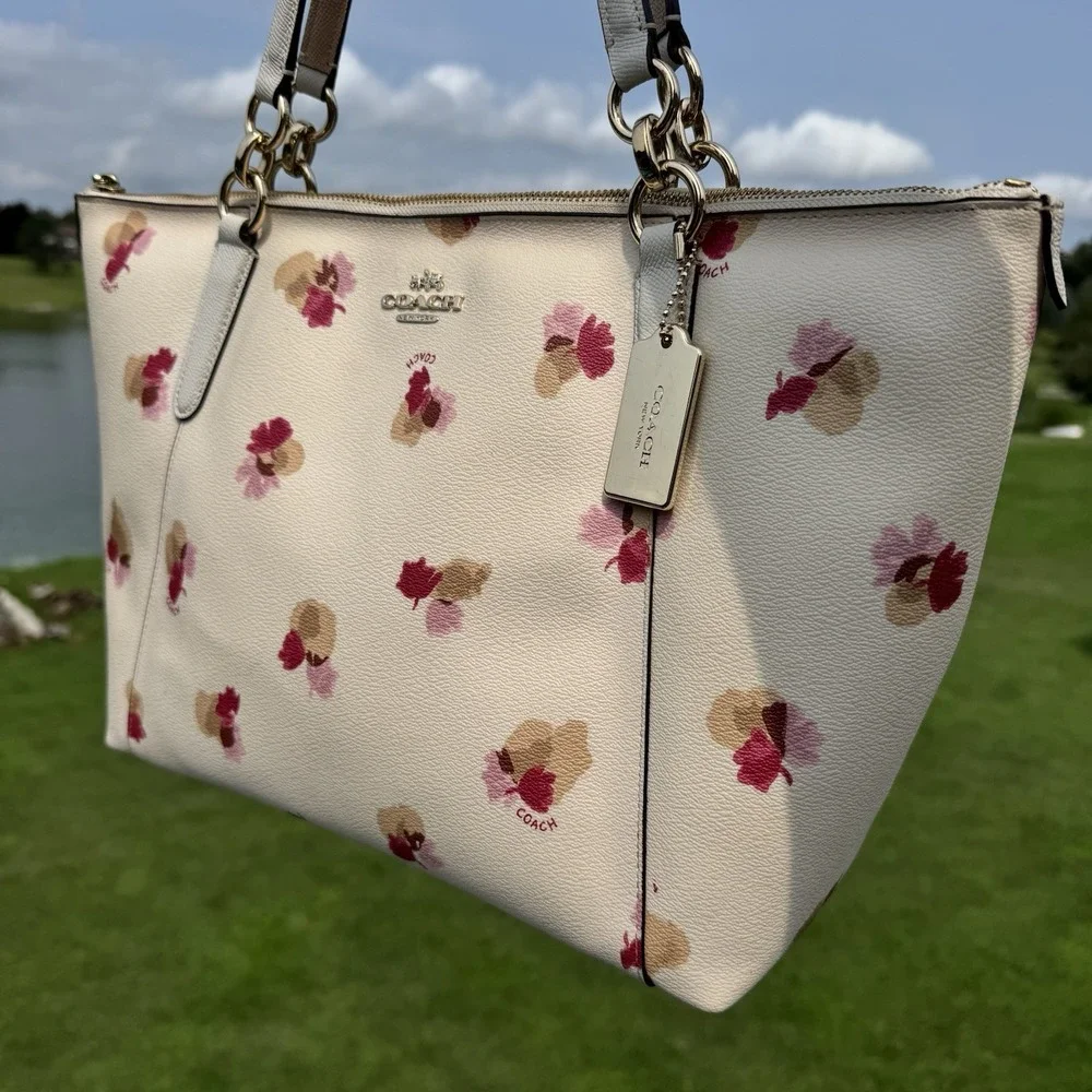 Coach Floral Ava Tote - F55192 Handbag Purse Cream ~ Red ~ Pink Toned